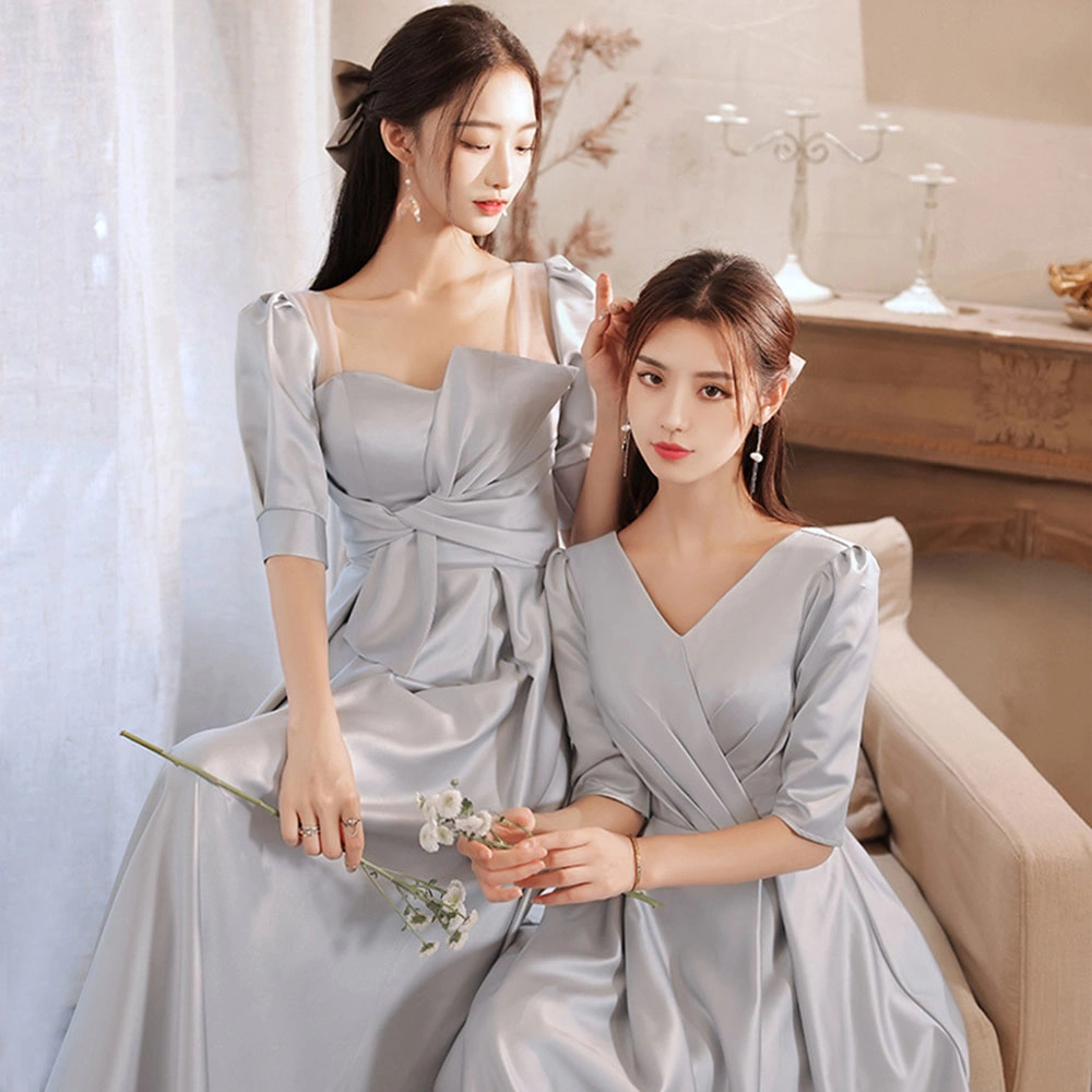 Hbd057 Fairy Style Wedding Satin Bridesmaid Group Sister Dress