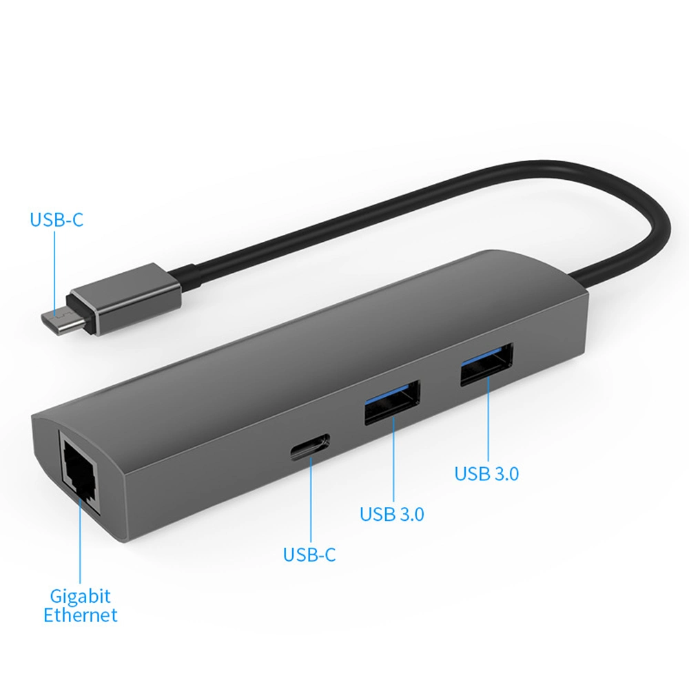 USB3.0 de alumínio 3 portas com porta Gigabit