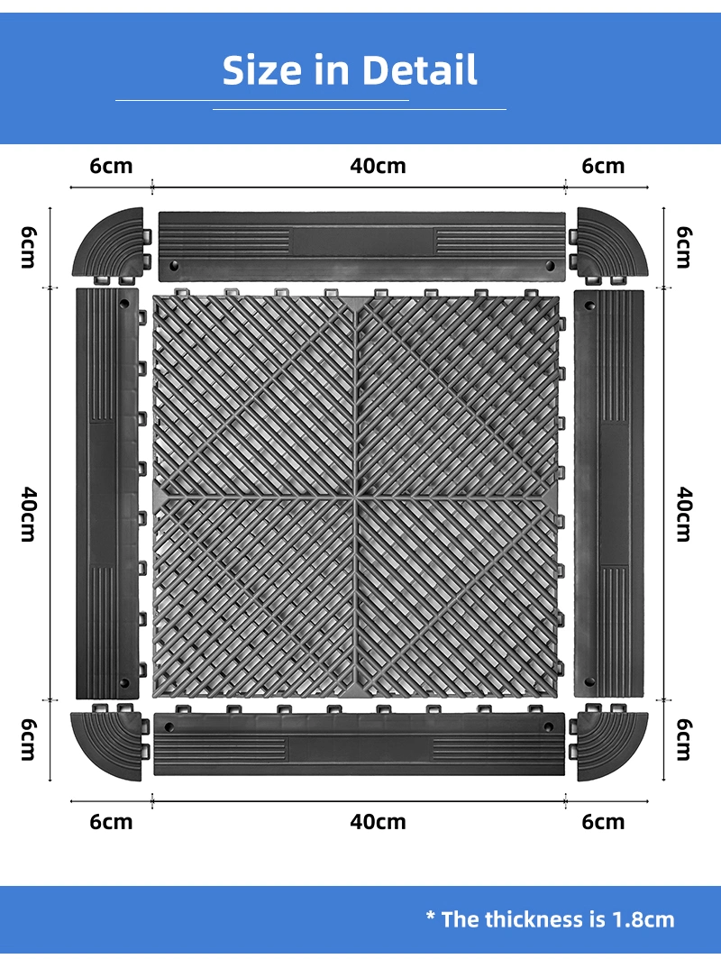 Provide Free Design Service High Strength PVC Car Wash Room Splicing Floor Mat PP Plastic Interlocking Garage Tiles Flooring