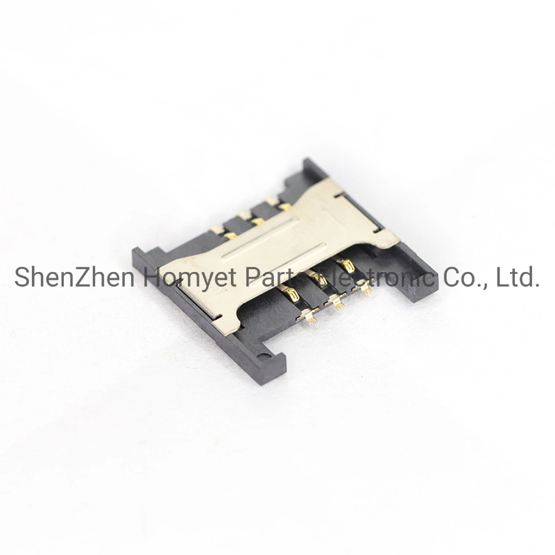 SD Card Connector Short Type SIM Card Holder 2.54 Spacing 6p Gold Plated Simple Card Connector Female Holder