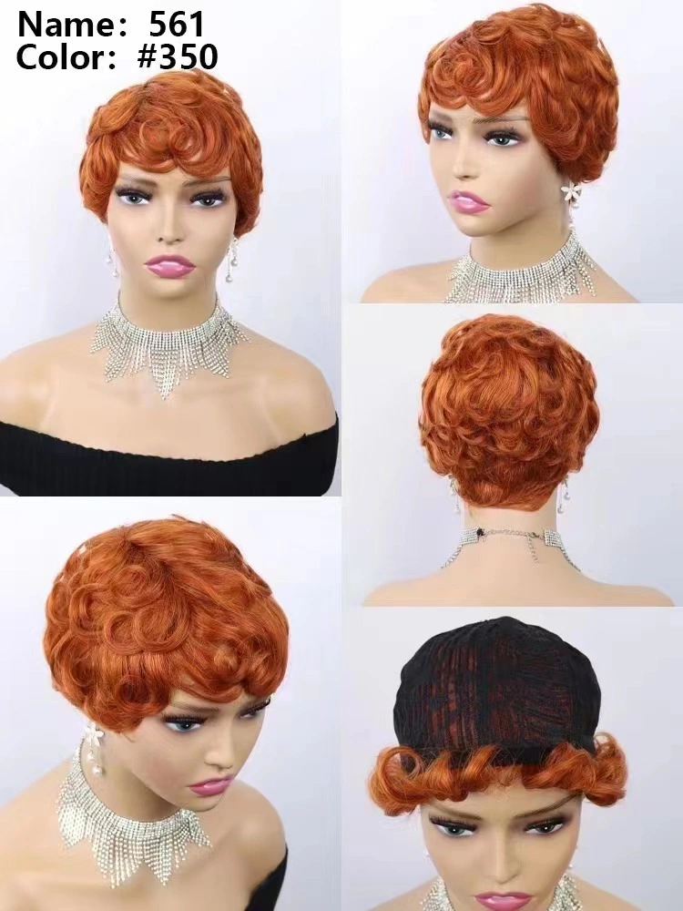 Pixie Cut Human Hair Lace Wig Short Curly Hair Small Natural Color Very Fashionable