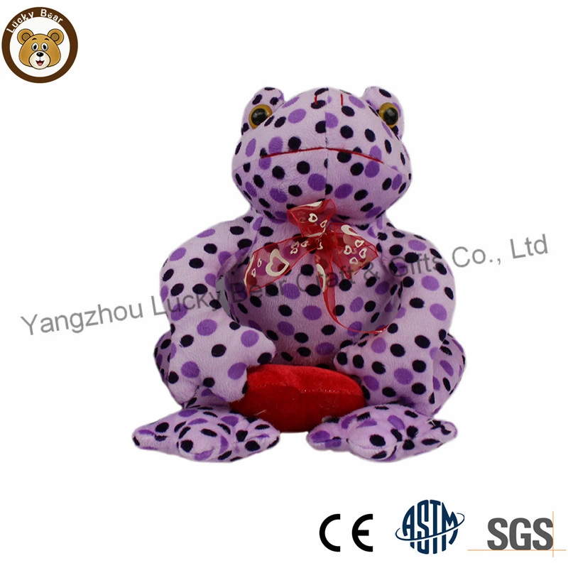 Customize Pink Valentines Gifts Soft Plush Frog Printted Heart