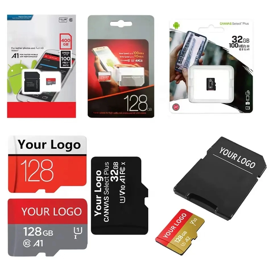 Hot Sale Memory TF SD Card 32GB 64GB 2GB 4GB Tarjeta de memoria Micro personalizada de 8GB 16GB 128GB 512GB 128 GB Para teléfono móvil con MP4 cámaras