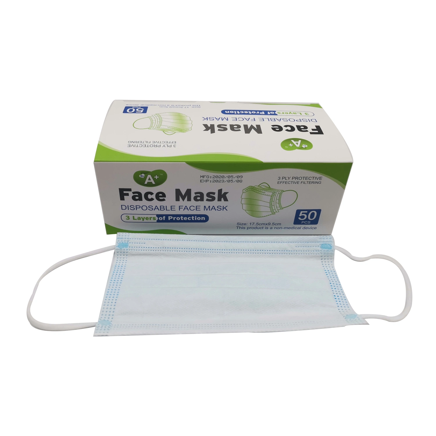 Bajo precio al por mayor 3 capas de protección de Nonwoven Mascarilla desechable