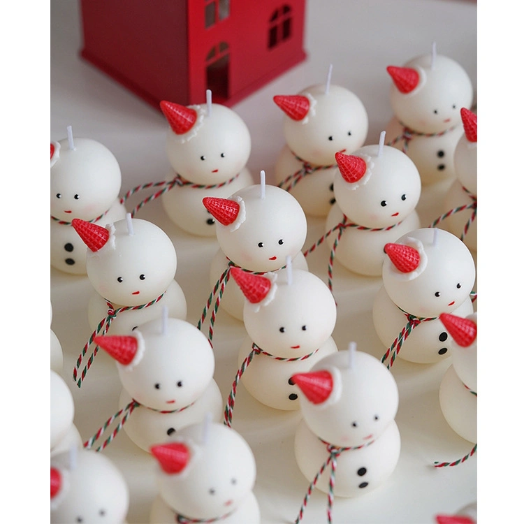 Natal Snowman forma perfumado artesanal Soy Wax decorativo vela