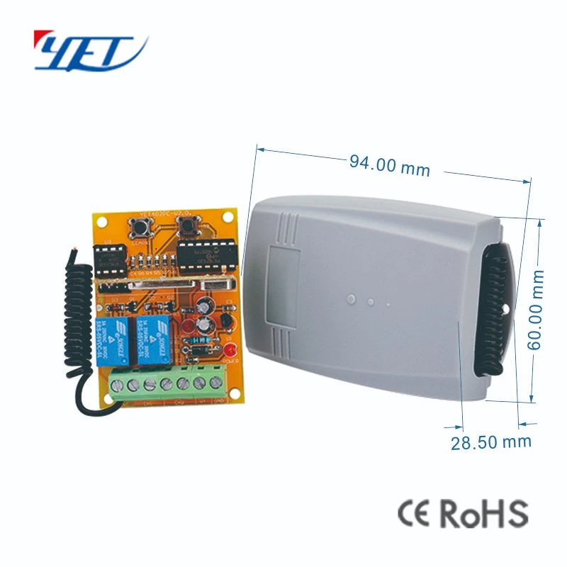 2 Relays DC12V/24V Compatible Fixed Code and Rolling Code 433.92MHz Remote Controller Receiver Yet402PC-V3.0