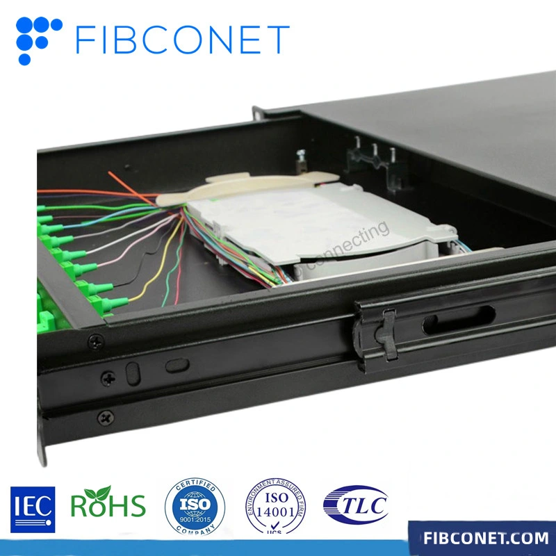 FTTH 12 24 48 Cores Fibers 19'' Fiber Optic Patch Panel with Metal Material