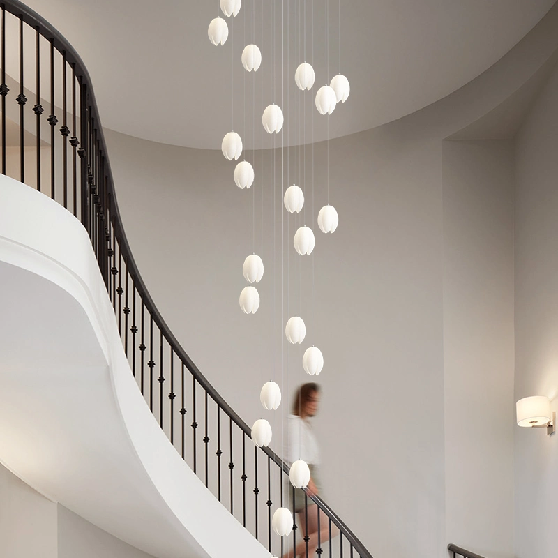 New Simple Modern Apartment Stair Chandelier Energy Saving Lamp Interior Lighting.