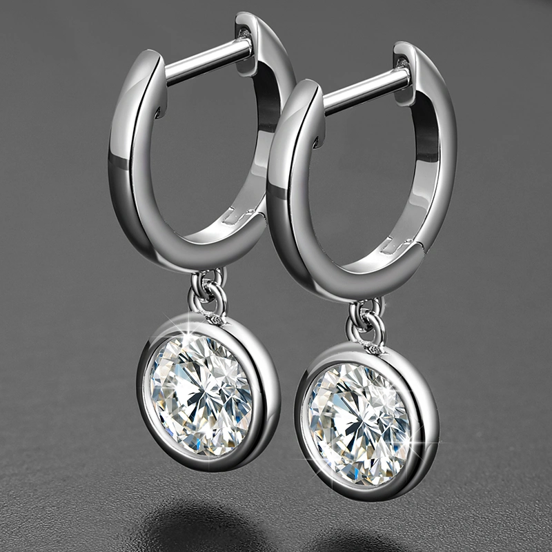 Simple Design Jewelry 2CT Vvs1 D Color Dangle 925 Sterling Silver Drop Earrings for Women Platinum Plated Luxury Jewelry