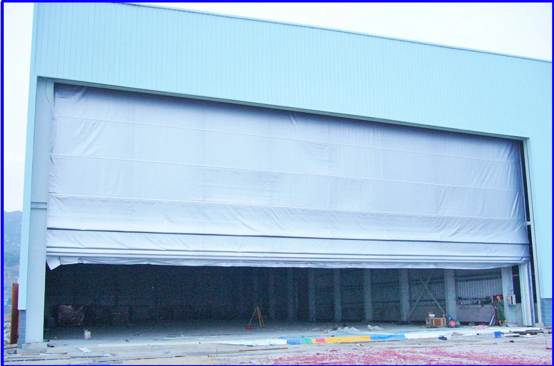 Fast Shutter Mega Hangar Motorized PVC Fabric Rolling Lifting Stacking Automatic Folding up Doors