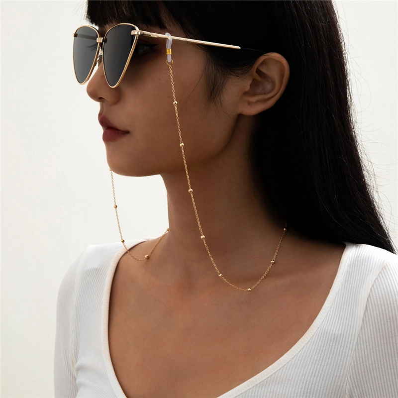 European and American Gold Silver Fashion Jewellery Hip Hop Ins Round Beads Thin Chain Hanging Neck Rope Reading Glasses Sunglasses Chain Glasses Chain Women