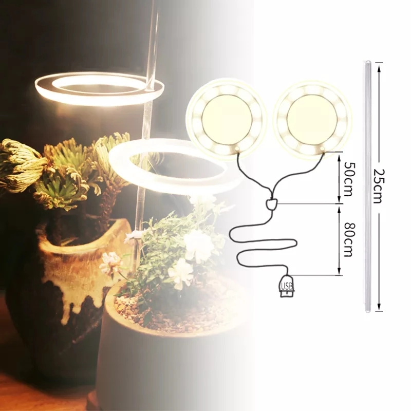 Lámpara LED de crecimiento de plantas de interior del anillo de ángulo amplio espectro de los hogares en macetas de atenuación de la luz de relleno de suculentas temporizado