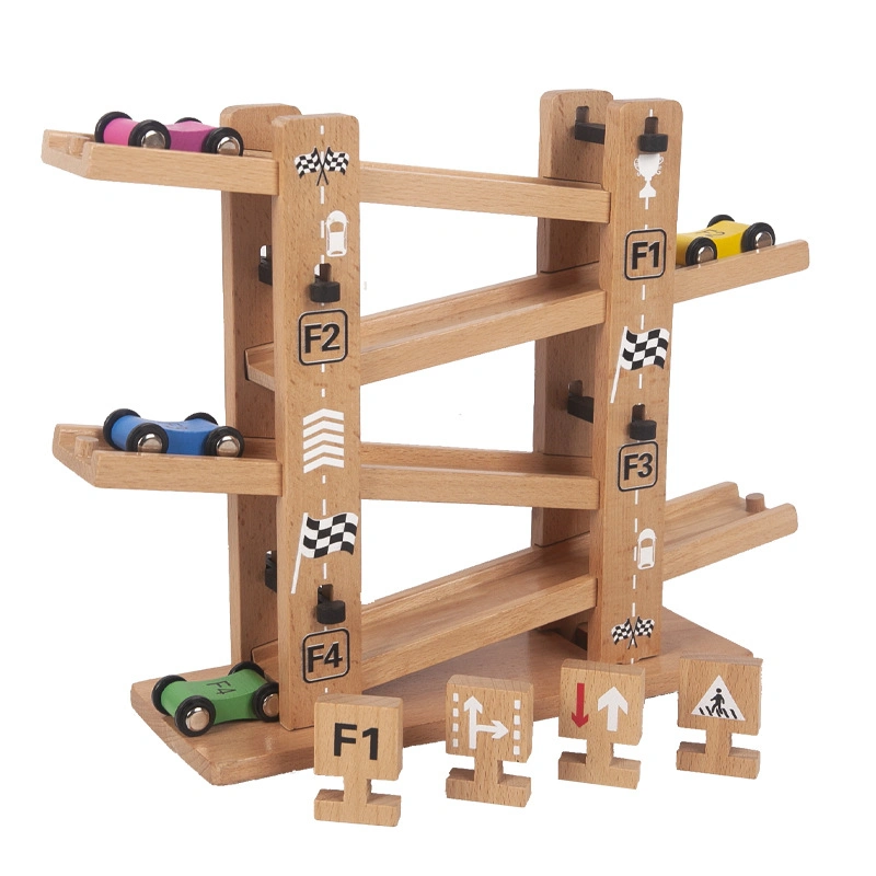 Montessori Деревянная образовательная гонка гоночная машина лестничное скольжение игрушка для Дошкольники