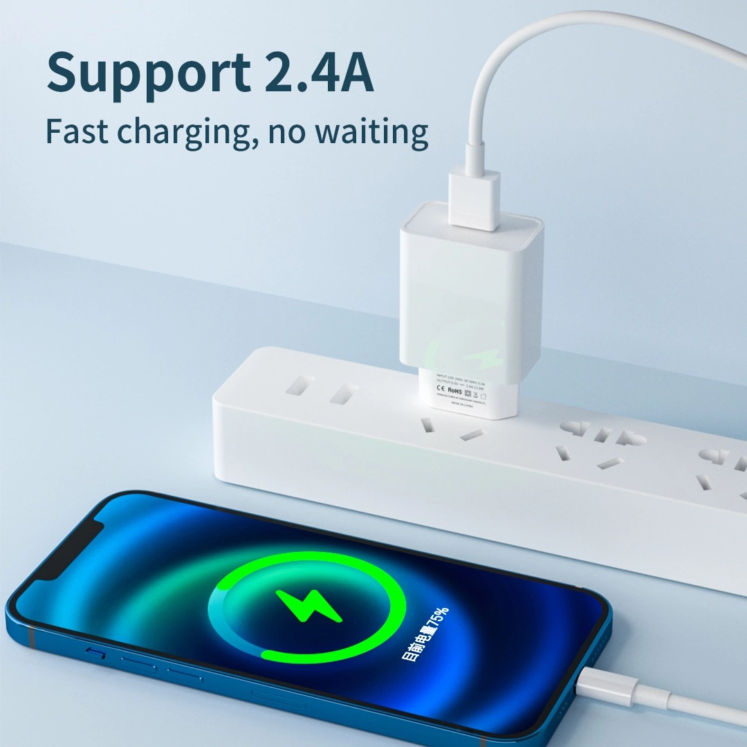 Fast Charging Charger Adapter 12W USB Port Quick Charger Adaptor Phone Charger 5. V/2.4A EU Plug