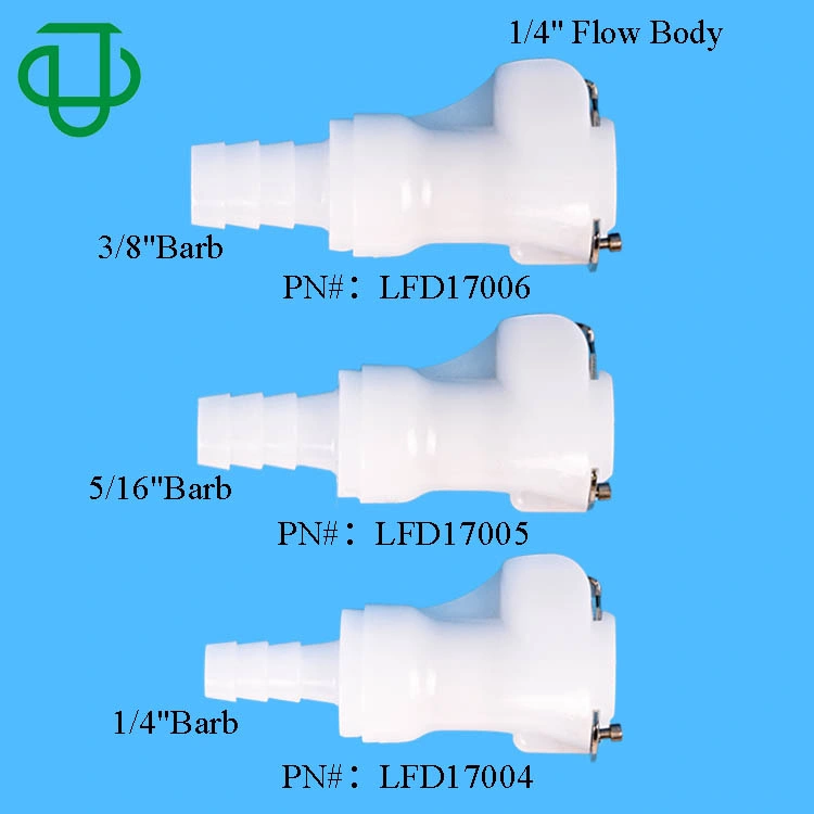 Big Flow 1/8" Hose Barb Valved in-Line Coupling Body Plastic Quick Disconnect Fluid Air Hose Tube Fitting Couplings