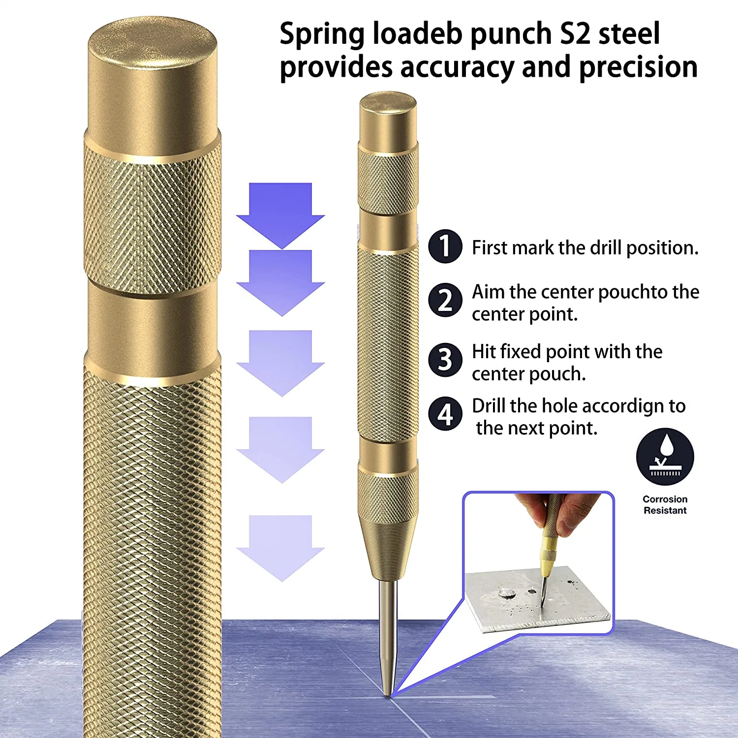 ثقب من عدة ثقوب من نوع HSS من التيتانيوم 5PCS HSS من نوع Cobalt 50 مقاسات مجموعة بت ماكينة الثقب ذات الخطوات التيتانيوم مع الوضع التلقائي الأوسط لكمة