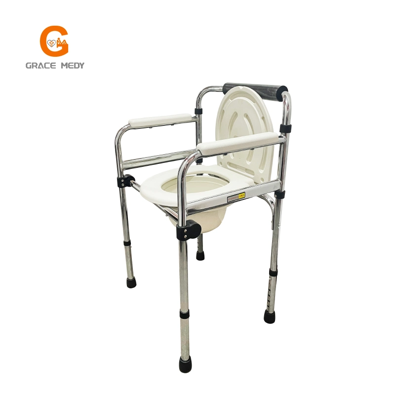 Portable Foldable White Bathroom Toilet Commode Potty Chair with ABS Cover