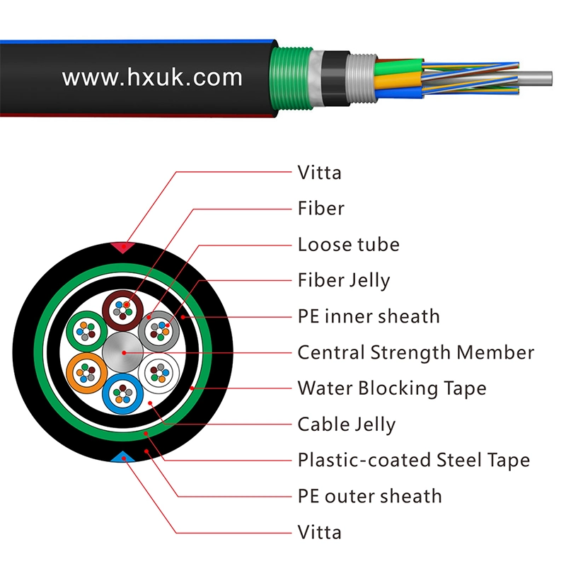 Outdoor Direct Buried Armored/Armoured Underground Optic/Optical Fiber GYTA53