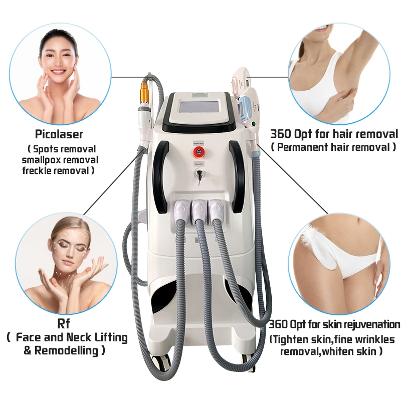 IPL Haarentfernung Multifunktion 4 in 1 Q geschaltet ND YAG Laser-Maschinen ELight 360 Magneto Optische Beauty-Ausrüstung