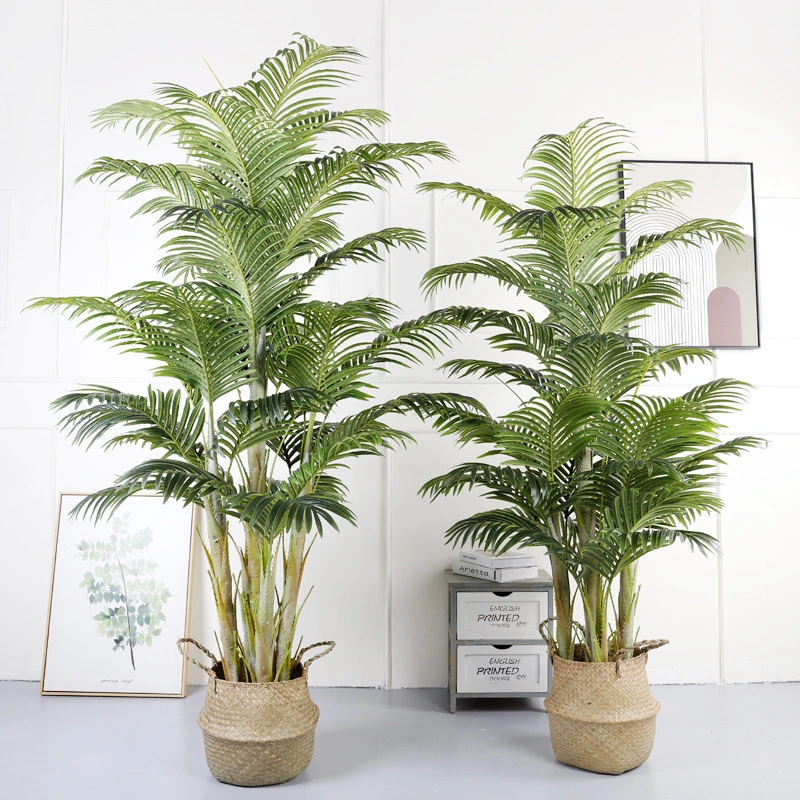 Lifelike Tropical Plants Artificial Palm Tree Bonsai Plastic Fan Palm Tree Bamboo Kwai Tree