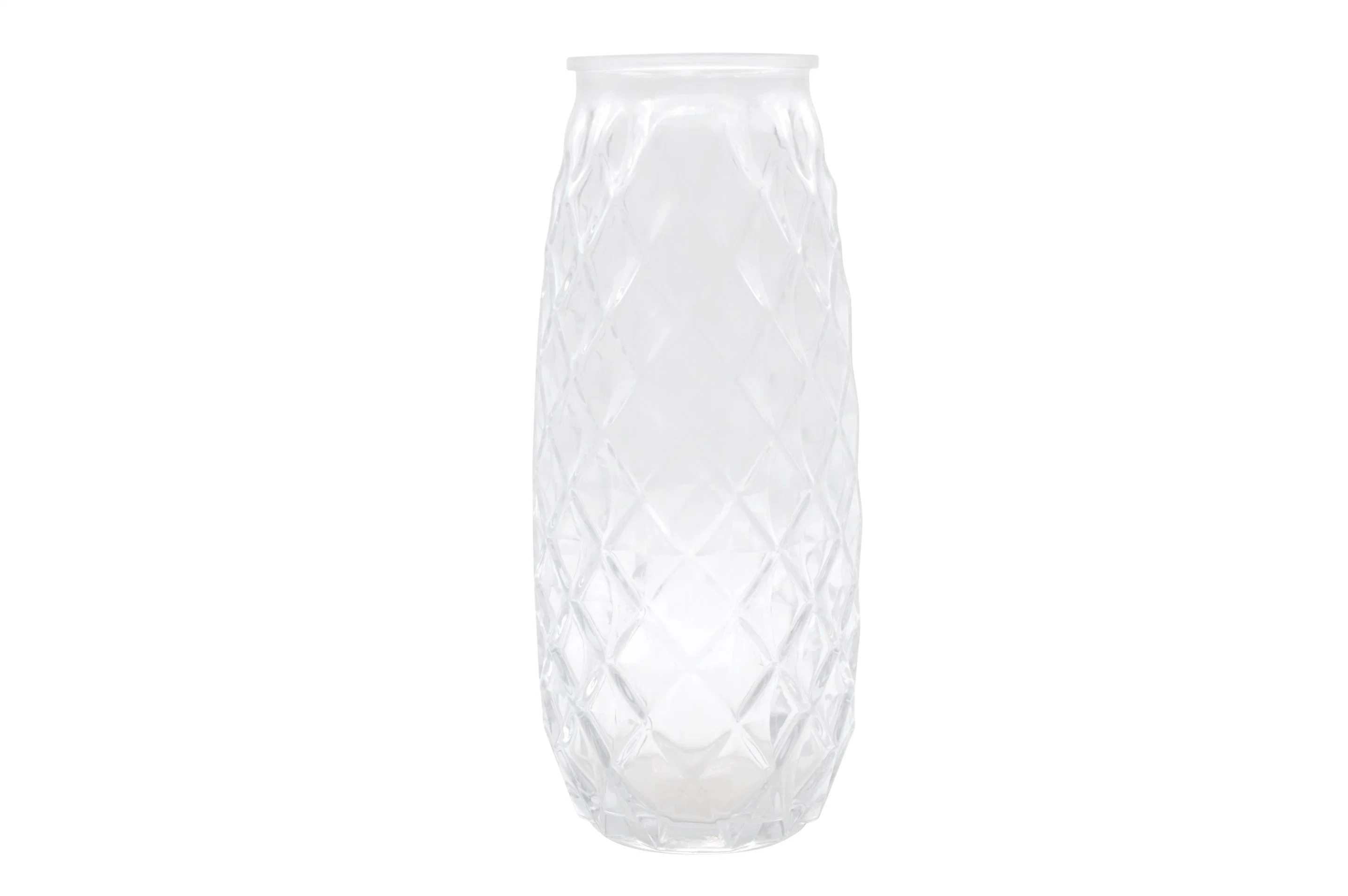 Premium Glass Vase with Elegant Diamond Pattern Crafted Home Decor and Gift