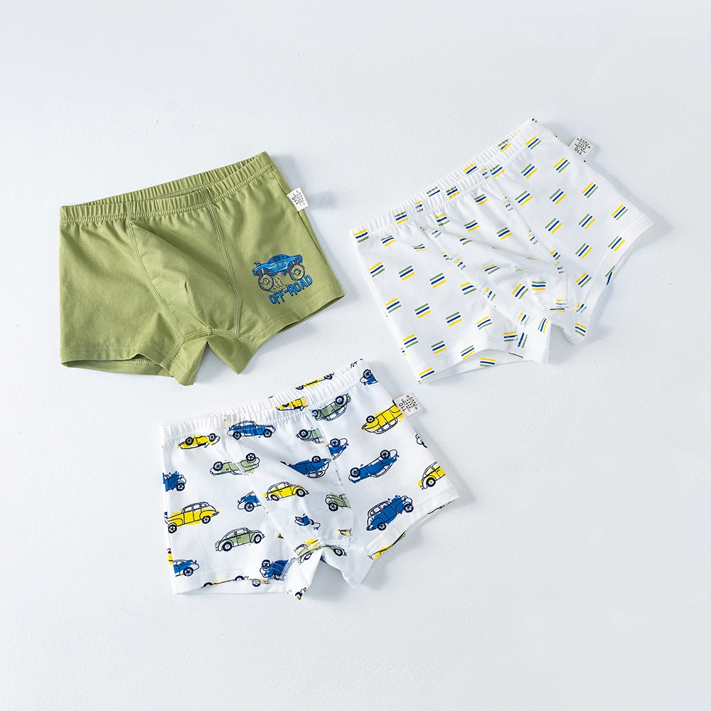 Kinder Unterwäsche Baumwolle atmungsaktive dünne Boxer Cartoon Printed Boxers Jungen Dreiteilige Unterhose