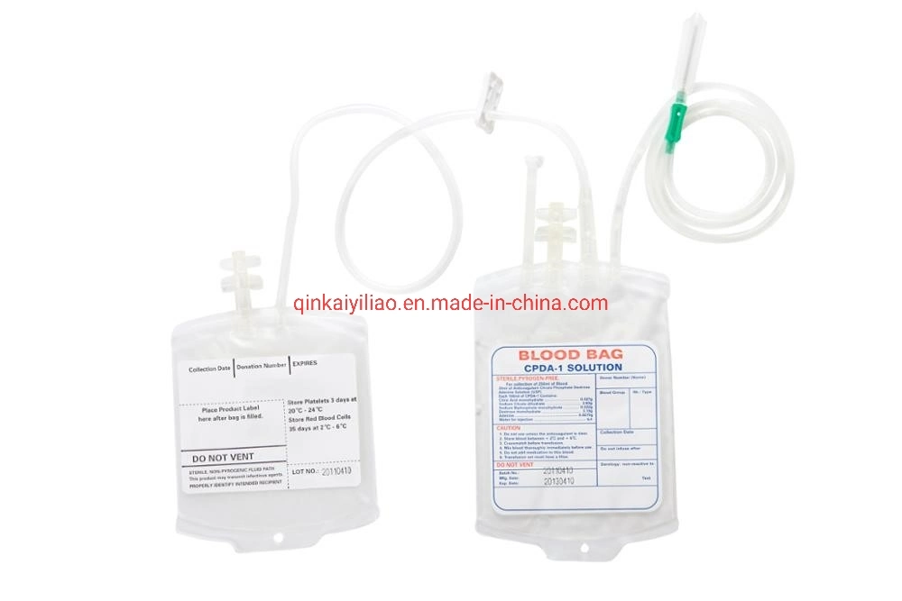 Good Price Plastic Single Double Triple Cpda1 Medical PVC 250ml 350ml 450ml Empty Blood Transfusion Collection Bags for Sale