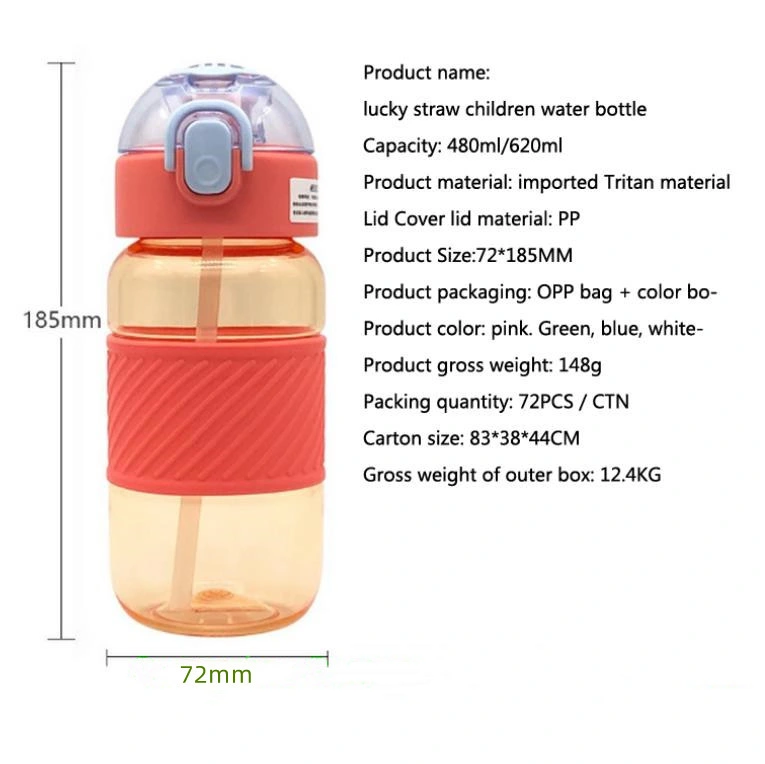 480 Ml16 Oz Plastic Portable BPA-Free Leak-Proof Sport Tritan PC Food Grade Water Bottle for Children Kids with Straps Nozzle