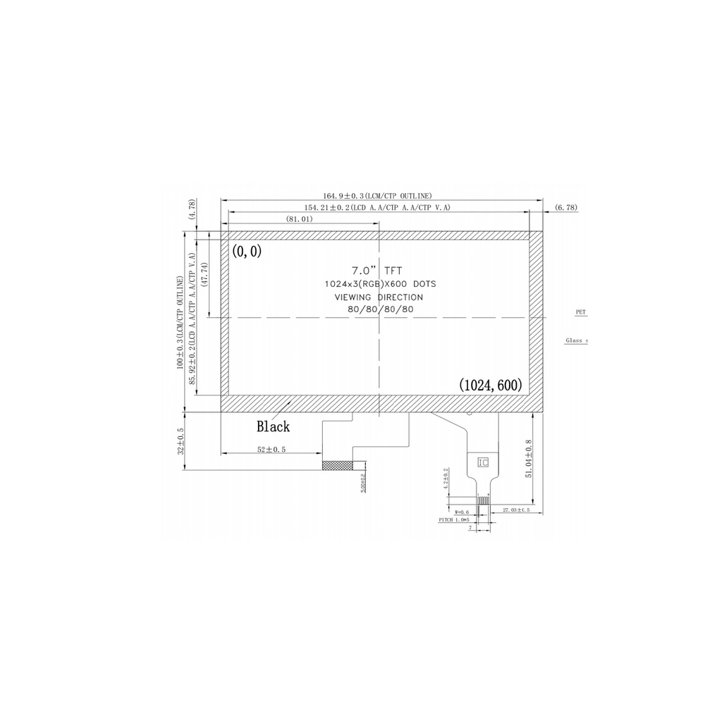 Cheap Price 1024X600 7 Inch Full HD TFT LCD Module with Touch Screen Panel