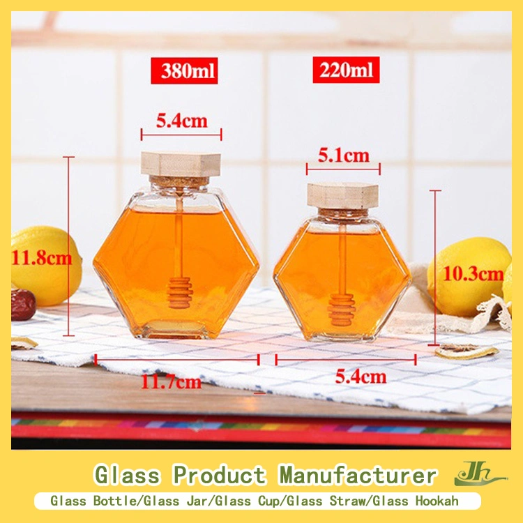 Customized Hexagon, Square, Round Honey/Jam/Pickle/Coffee/Candle/Mason/Pudding/Yogurt/Tea/Kitchen Food Storage Clip-on Glass Container Manufacturer