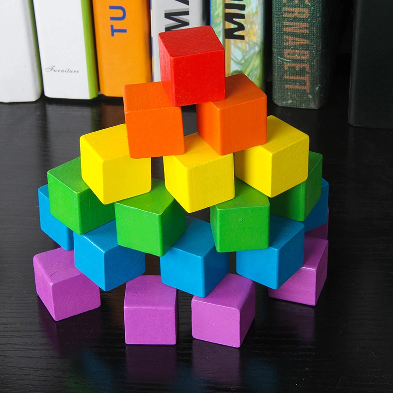 Rainbow Stacker bloques de madera Matemáticas ayudas para la enseñanza 2-3cm Juguete cuadrado 30pcs/juego