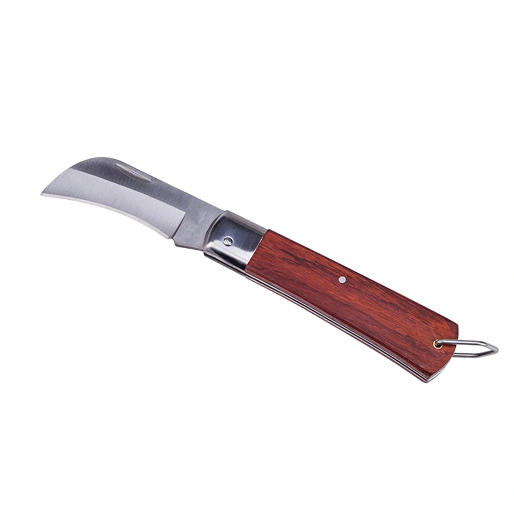 Electrician Knife Professional Wooden Handle Curved Blade Elbow Folding