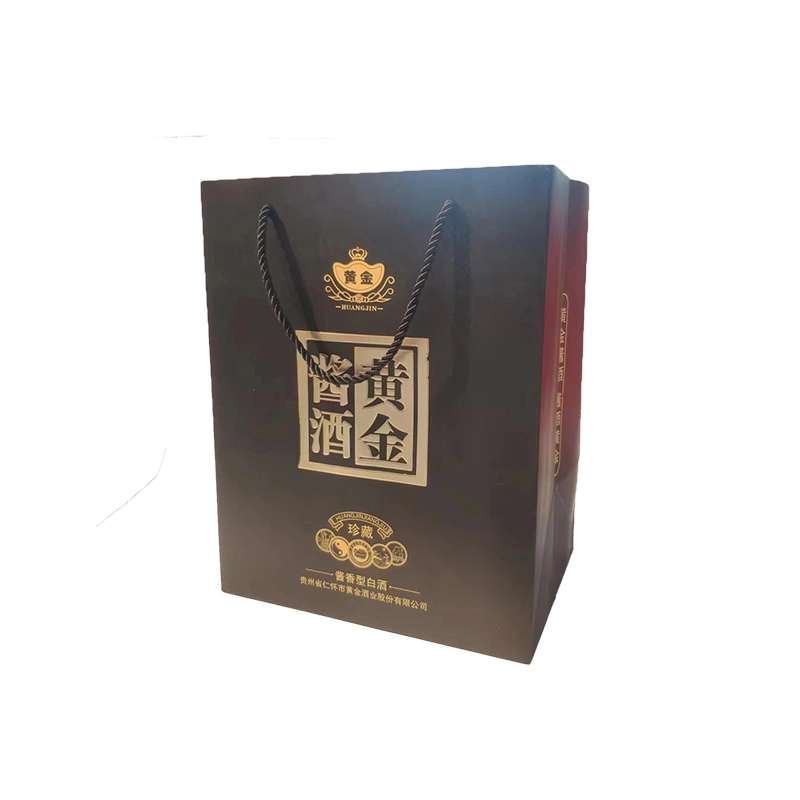 Custom Luxury Wine Packaging Paper Bag China Famous Wine Wine Packaging Tote Bag Hot Stamping Process