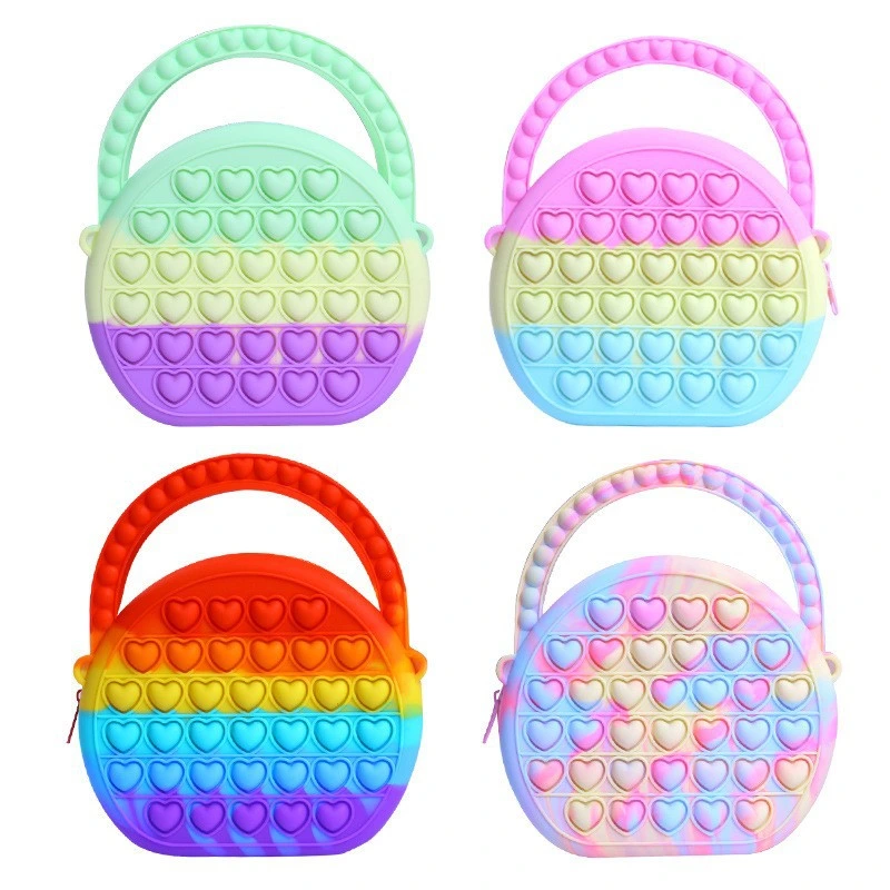 Fidget Stress Toys Silicone Bubble Push Crossbody Bag Reliver Autism Ladies Bolsa Children Handbag Coin Pouch Purse Gifts