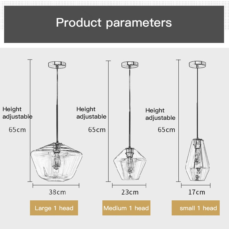 Cozinha Sala Quarto Design de vidro candelabro TRAVANDO E27 Lâmpada Pendente de LED