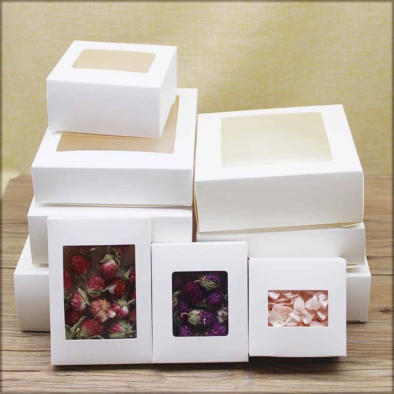 Cheap Dry Flower Custom Printing Packaging Box Tea Paper Packing Kraft Box Decoration Storage Box with Transparent Window