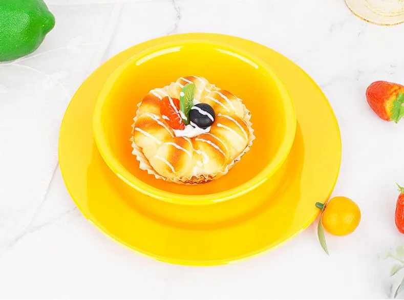 Smiling Happy Face Design Round Shape Melamine Plate for Home Tableware