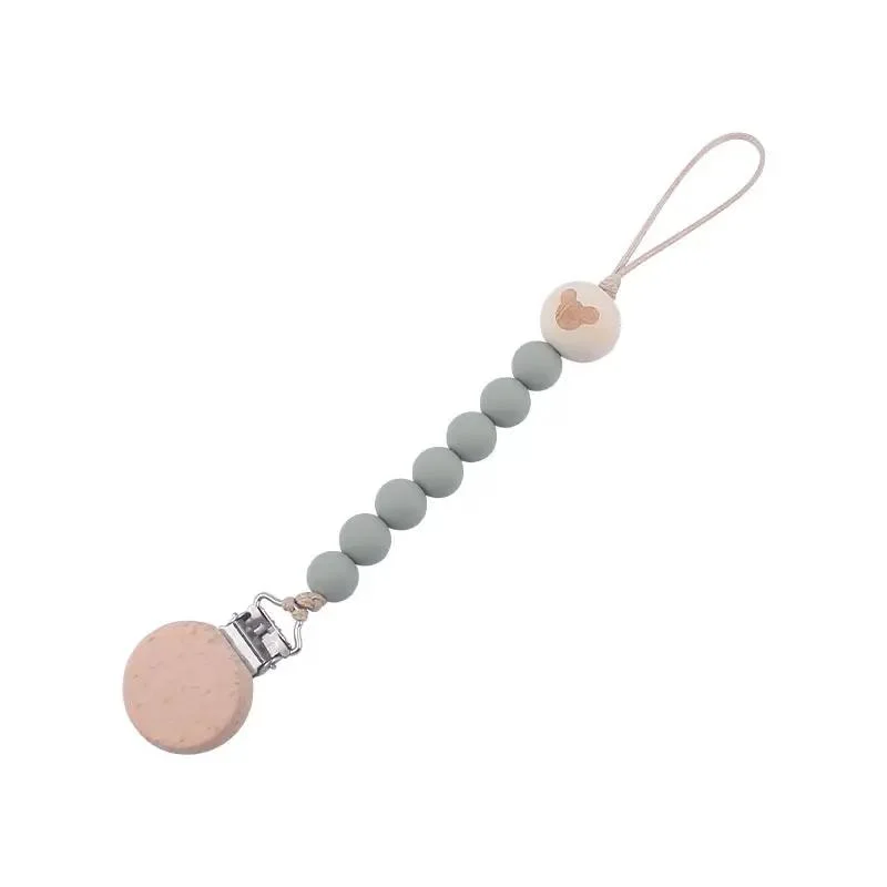 Silicone Bead Pacifier Clip Wooden Silicone Bead