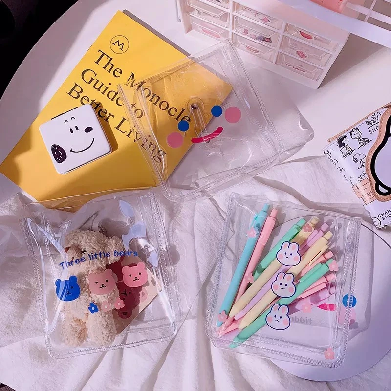 ODM&OEM PVC Pencil Case Transparent Winding Line Storage Bag Stationery Travel Storage Bag Clear Makeup Bag