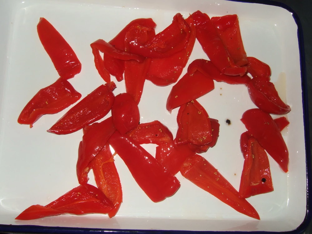 Canned Red Pepper Cut in Glass Jar