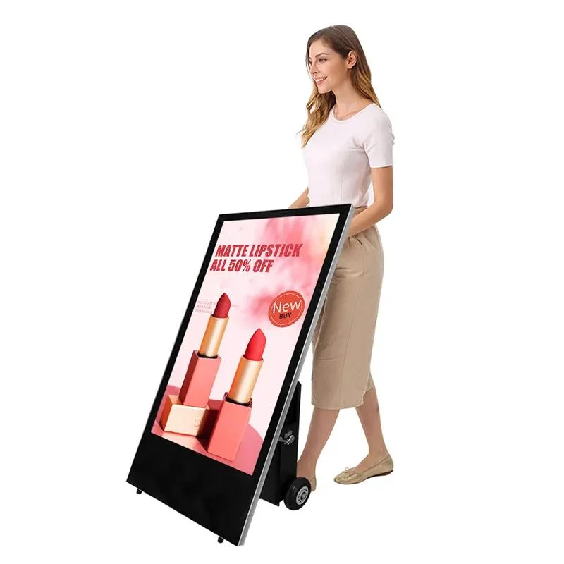 Movable Foldable Digital Poster Display Waterproof 43" Rechargeable Portable Outdoor Digital Signage Display