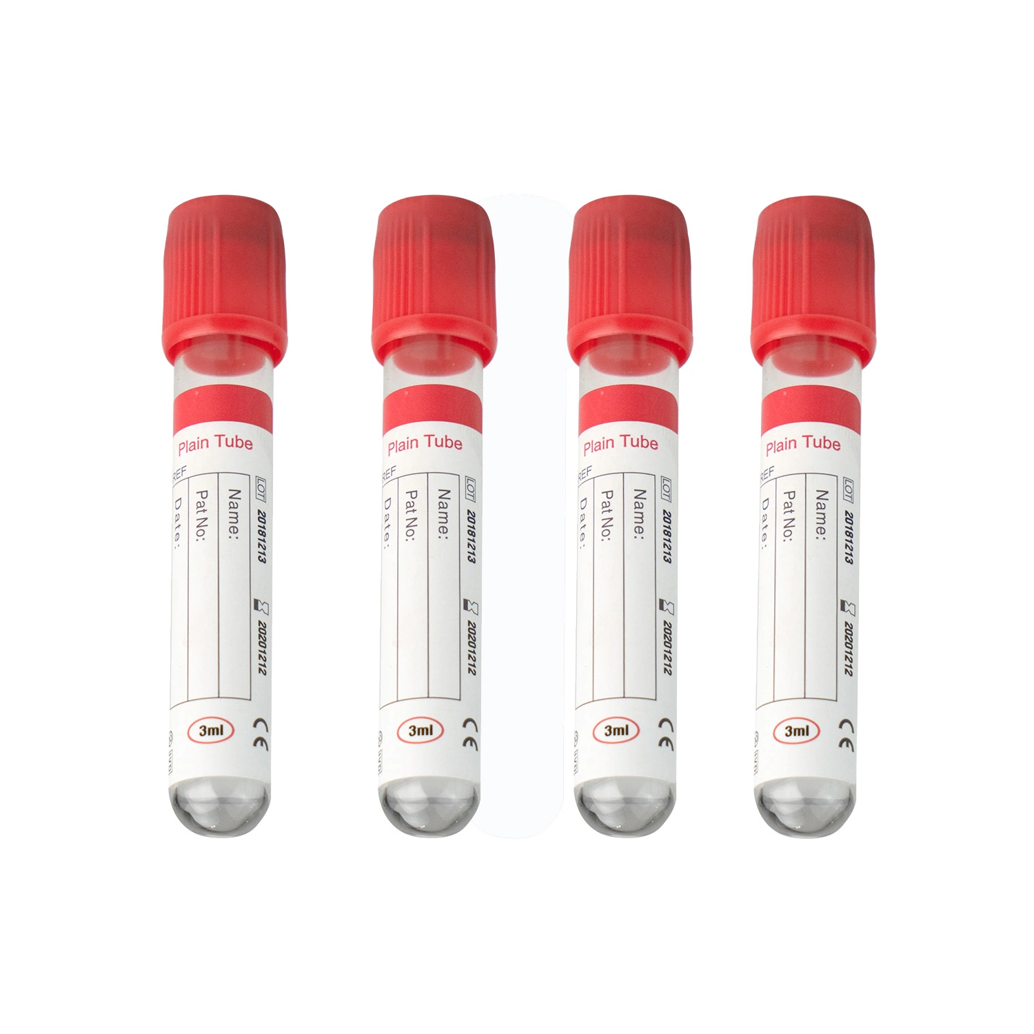 Medical Disposables EDTA Blood Tube 13*75/13*100/16*100mm 3-10ml No Additive Plain Vacuum Blood Collection Tube
