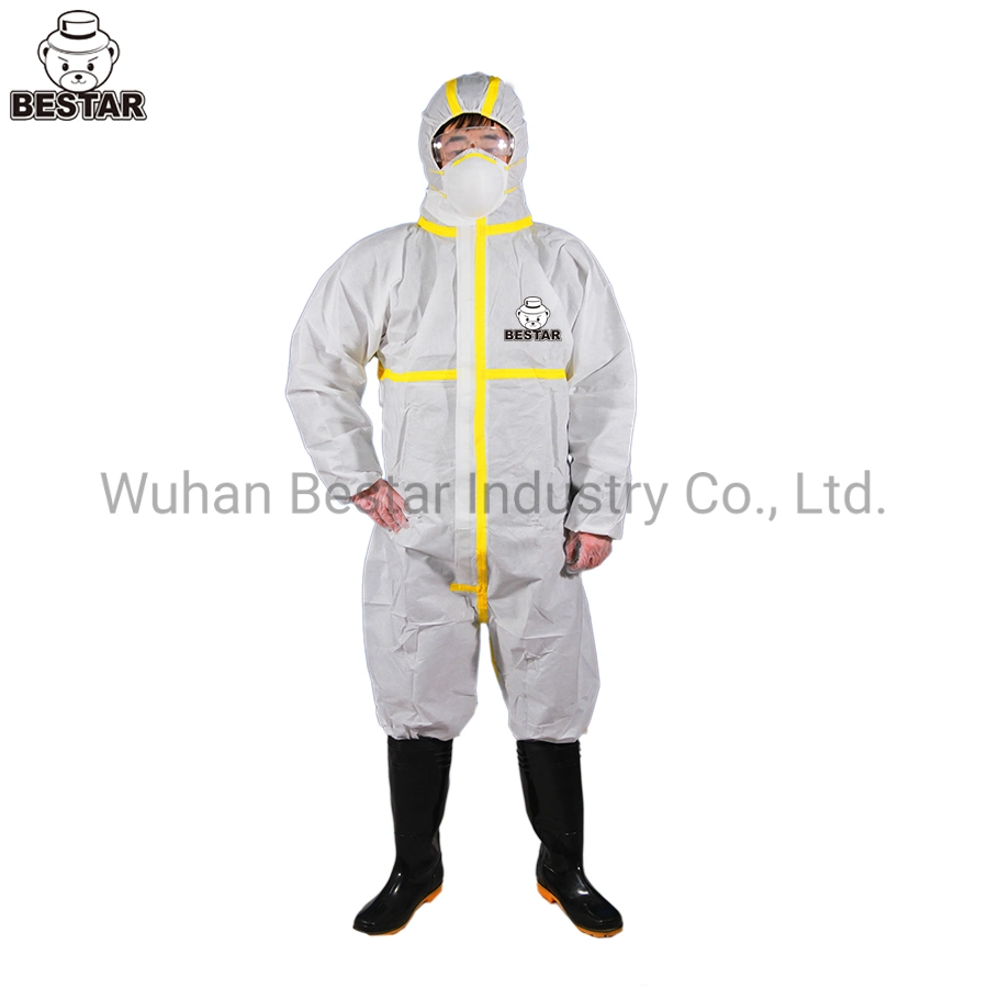 Medical Hospotal Abestos Removal Paint Spraying Type 4/5/6 Heat Sealed Tape Seam Microporous Coverall