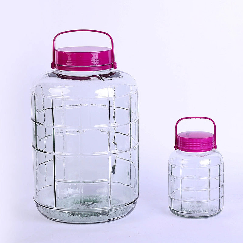 Jarras de vidrio de gran capacidad con tapas de plástico, recipientes de Gallon de boca muy ancha para almacenamiento de harina, arroz y vino