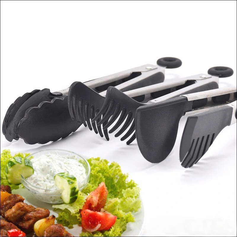 Directa de Fábrica de empresa personalizado Mini Pan Tong Home utensilio de acero inoxidable de metal que sirve comida ensalada pan y pasta Tong