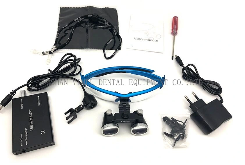 Dental Loupes 3.5X 420 mm Surgical Magnifier Binocular Magnifier with LED Head Light Lamp