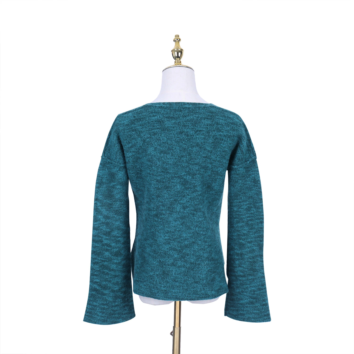 Women's Knitwear Pullover with Long Flare Sleeve in Boiled Cashmere