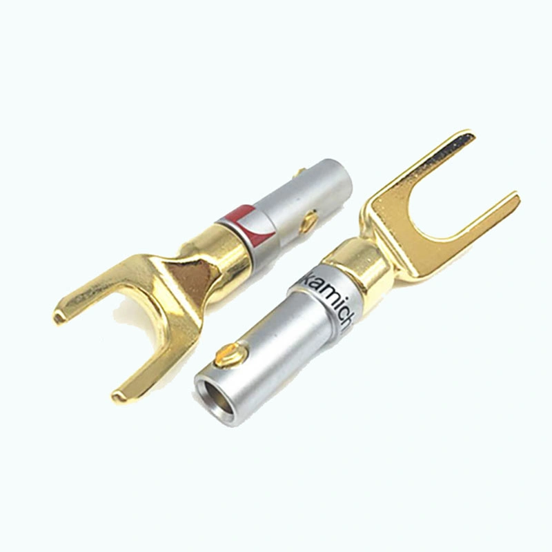 High Performance Pure Red Black Copper Y Spade Banana Plugs Wire Connectors