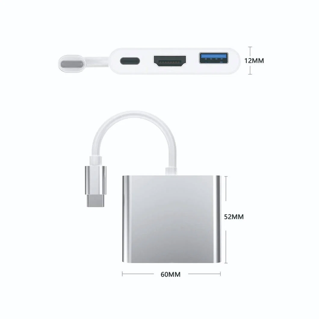 3 in 1 Type-C to HDMI USB 3.0 4K Multiport Adapter