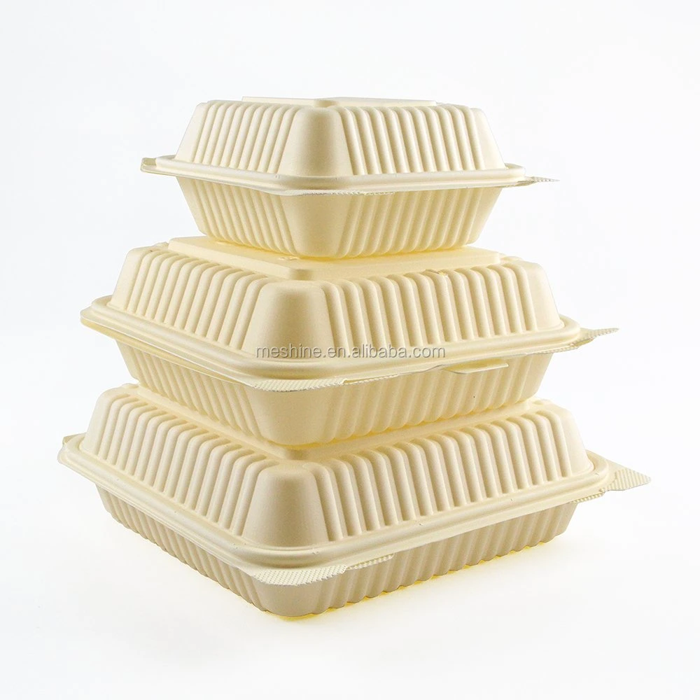 Eco-Friendly Bamboo Paper Food Container Biodegradable Takeaway Packaging Box for Fast Food